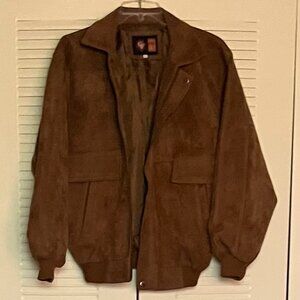 Made In Italy Suede Bronze-Brown ‘Bomber’ Jacket Size L